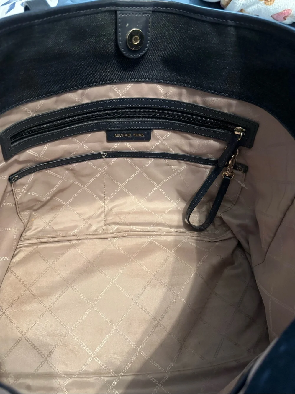 Michael Kors Two-Tone Denim Tote in Dark Blue and Light Blue